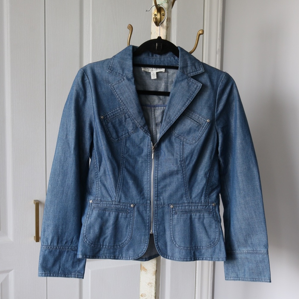 Vintage Denim Blazer Zip Up